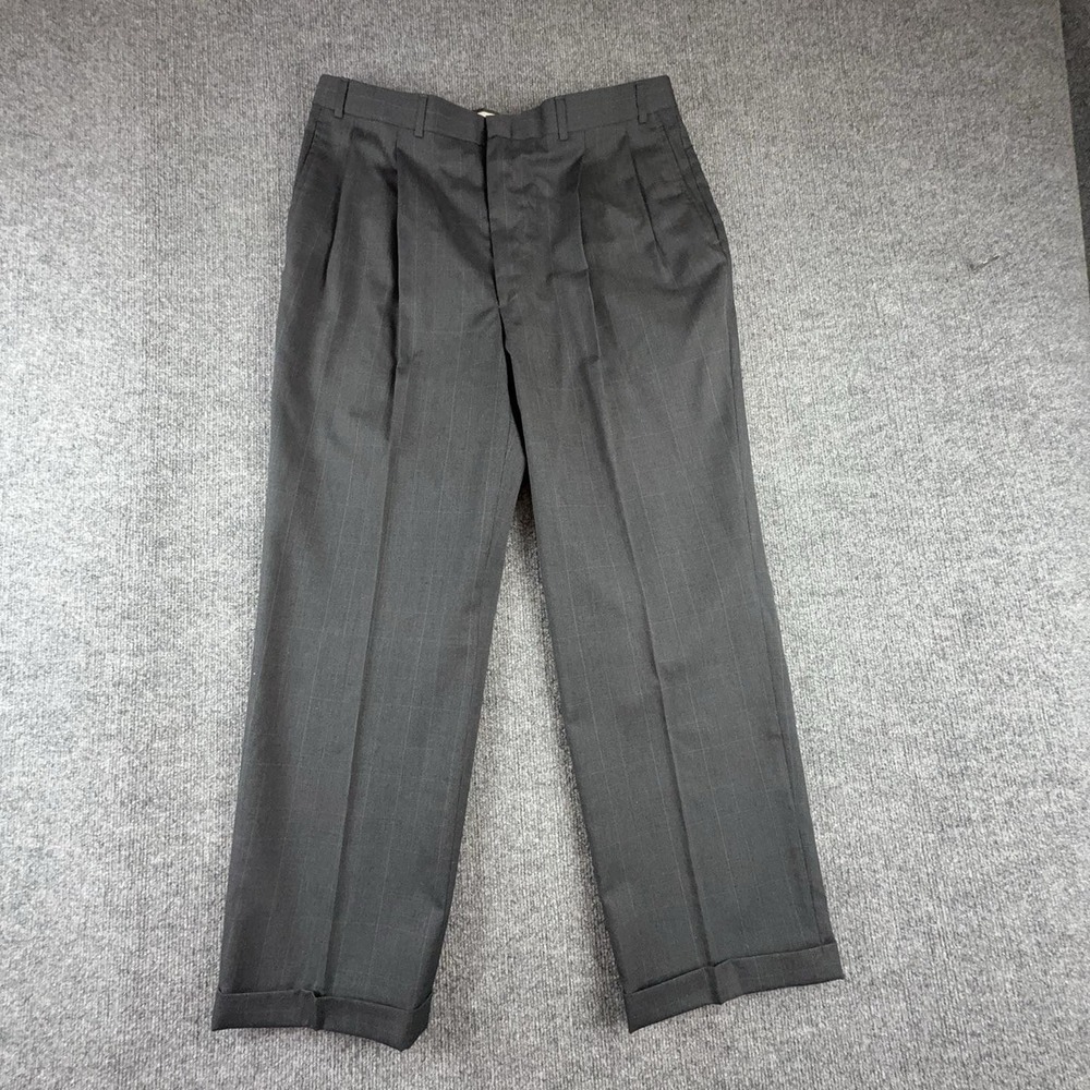 Stafford Suit Pants Mens 38x29 Gray Wool Blend Pleated Front Cuffed Classic Fit